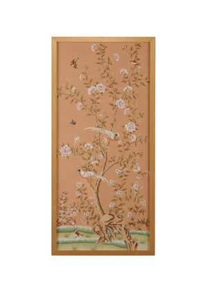 Chelsea House Regent Hand-Painted Watercolor On Silk Panel In Antique Gold Frame — Luminous Botanical Art 64.5"X30.5" 381272