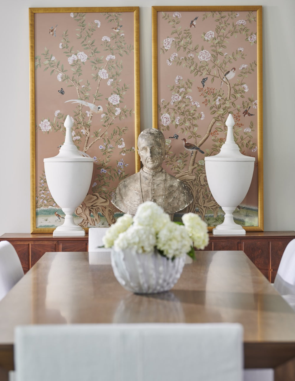 Chelsea House Regent Hand-Painted Watercolor On Silk Panel In Antique Gold Frame, 64.5"X30.5" — Luminous Classic Accent 381273