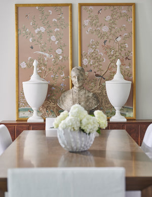 Chelsea House Regent Hand-Painted Watercolor On Silk Panel In Antique Gold Frame, 64.5"X30.5" — Luminous Classic Accent 381273