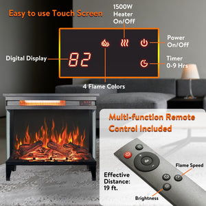 English Elm 24 Inch Panoramic Three Sided Glass Electric Fireplace with Infrared Quartz Heater W1769P166908