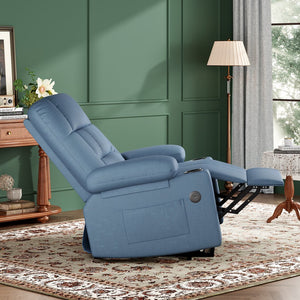 English Elm Oversized Recliner chair with ergonomic support, swivel rocker, quick 5-min assembly for adults comfort Blue T3623P408757