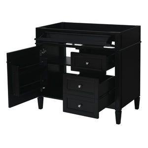 English Elm 36'' Modern Bathroom Vanity Cabinet with Tip-Out Drawer, Adjustable Shelf, Smooth Metal Slides, Solid Wood Frame Black N710P186084B