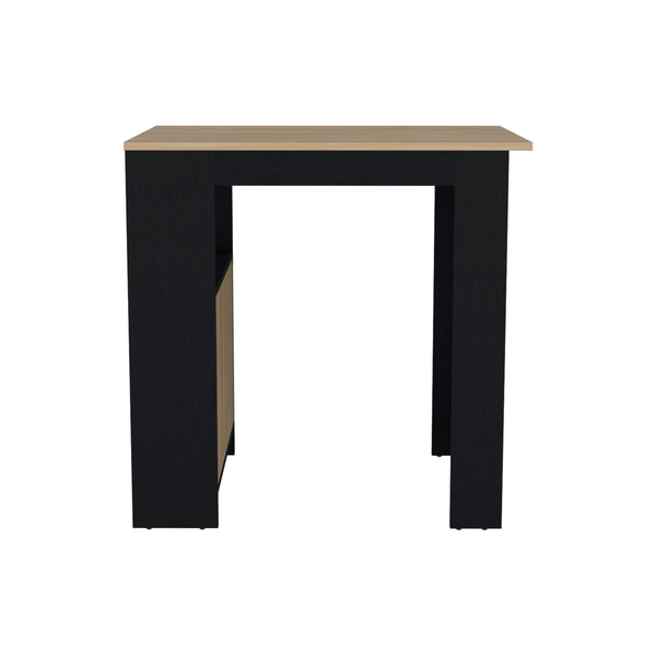 English Elm Stirling 36.2" Kitchen Island with Push-to-Open Cabinet, 3 Side Shelves, Black/Natural Oak Finish B070P242483