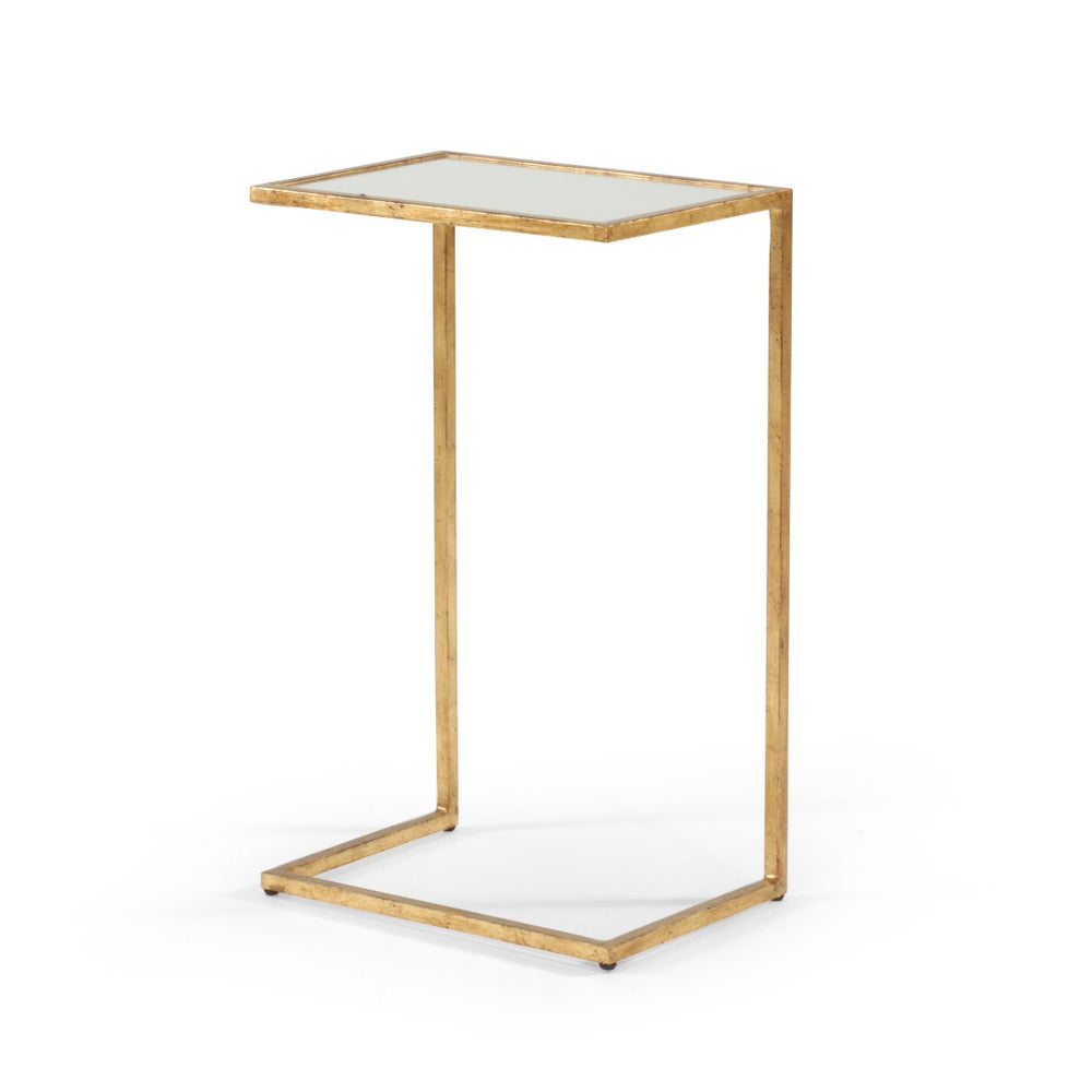 Chelsea House Matteson Gold Leaf Side Table With Mirrored Glass Top — Slim Iron Accent Table For Small Spaces 381475