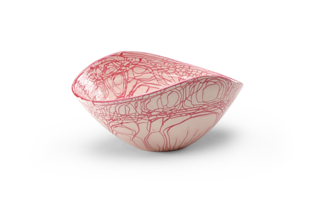 Chelsea House Pink Oval Centerpiece Porcelain Bowl With Pink Swirl Glaze — Elegant 8"X15.5" Table, Mantel Decor 381514