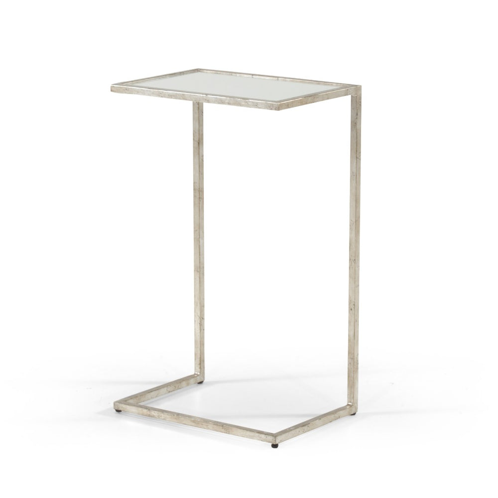 Chelsea House Matteson Silver-Leaf Side Table With Beveled Mirror Top — Slim 26" High Accent Table For Small Spaces 381589