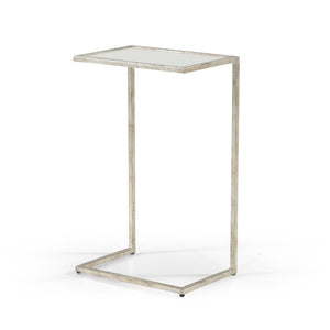Chelsea House Matteson Silver-Leaf Side Table With Beveled Mirror Top — Slim 26" High Accent Table For Small Spaces 381589