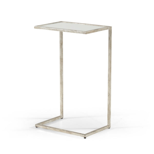 Chelsea House Matteson Silver-Leaf Side Table With Beveled Mirror Top — Slim 26" High Accent Table For Small Spaces 381589