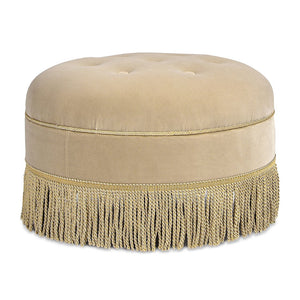 English Elm Jennifer Taylor Home - Yolanda 24" Round Accent Ottoman In Fawn Brown Velvet - Elegant, Versatile Seating & Stylish Decor B2719P238169
