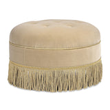 English Elm Yolanda 24" Round Upholstered Accent Ottoman, Fawn Brown Performance Velvet