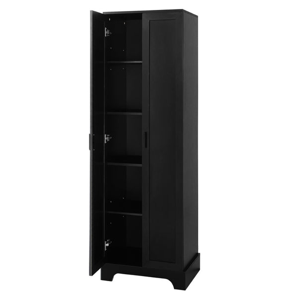 English Elm Storage Cabinet Tall Mdf Two Door Adjustable Shelves Matte Black Home Office Bath N725P181207Z