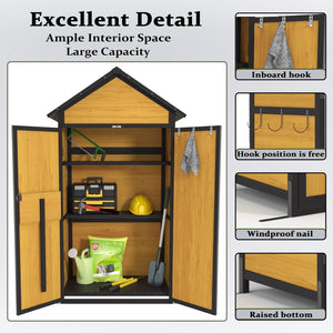 English Elm Outdoor Fir Wood Garden Shed with Locking Doors Shelves Worktable and Waterproof Roof W1850S00007