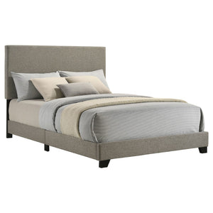 English Elm Efram Upholstered Panel Bed with Tall Padded Headboard and Matte Black Wood Legs Taupe B062P441115