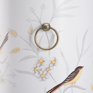 Chelsea House Aviary Hand-Painted Cream Umbrella Stand With Bird & Floral Motif, Gold Paw Feet, Scalloped Top Handles 381653