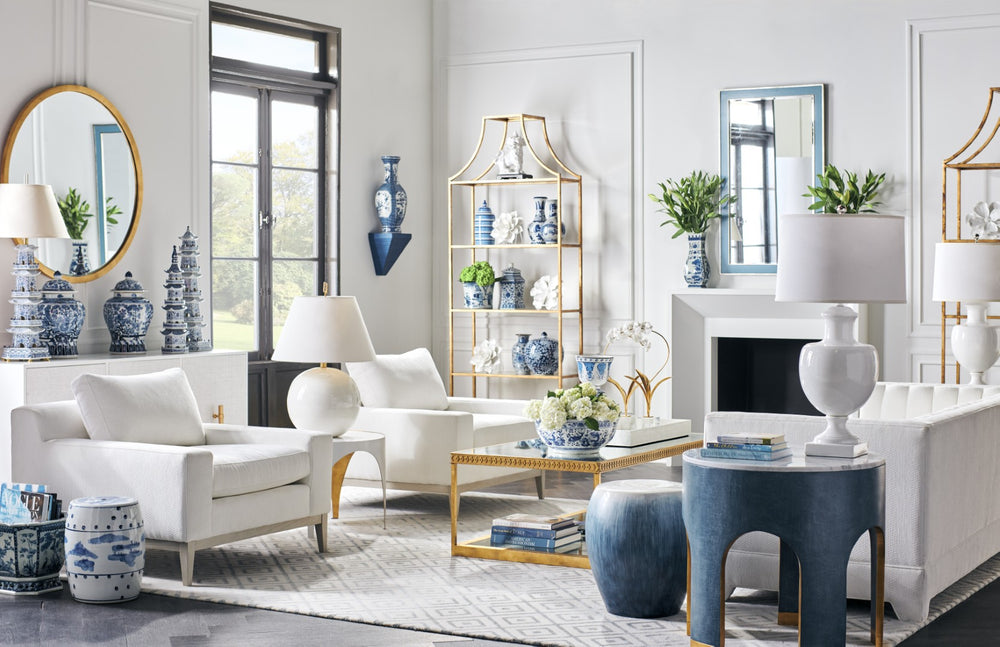 Chelsea House Classic Gilt Shelf Antique Gold Leaf Etagere With Five Glass Shelves, 96"H X 36"W Elegant Display 381695