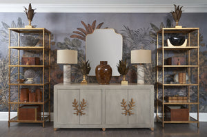 Chelsea House Etagere Antique Gold Leaf Five-Shelf Mirrored Display Unit 82"H X 30"W Open-Back Glam Organizer 381711