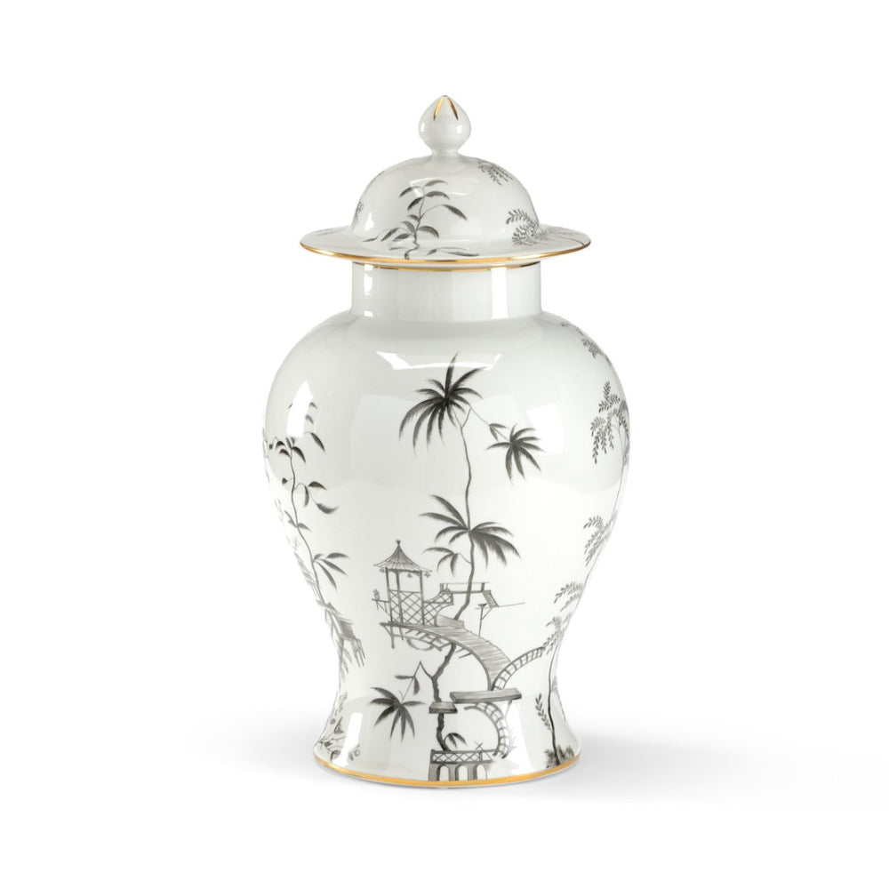 Chelsea House Black/White Chinoiserie Jar — Hand-Decorated Porcelain Accent With Removable Lid, Classic Monochrome Elegance 381729