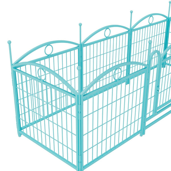 English Elm Dog Playpen 8 Panel Heavy Duty Iron Pet Enclosure Foldable Indoor Outdoor Exercise Pen Blue W368P233999
