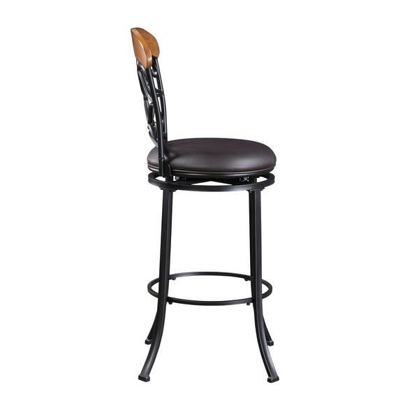 English Elm 1pc Swivel Pub Height Chair Faux Leather Seat 29" Height Black Metal Frame Modern Bar Stool B011P287698