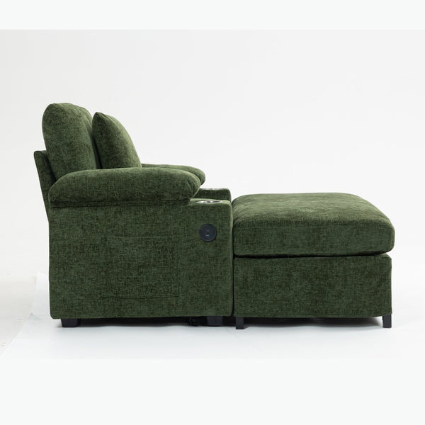 English Elm Ergonomic Oversized Chenille Accent Chair with Lumbar Support and Usb Charging Port W2606P255581
