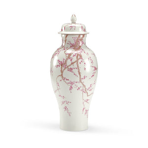 Chelsea House Slender Temple Jar By Lisa Kahn — Hand-Painted Porcelain Cherry Blossom Vase 22" Tall, Elegant Decor 381773
