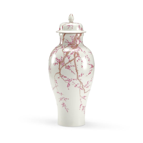 Chelsea House Slender Temple Jar By Lisa Kahn — Hand-Painted Porcelain Cherry Blossom Vase 22" Tall, Elegant Decor 381773