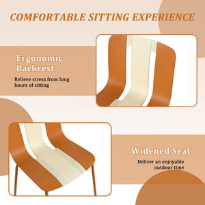 English Elm Summer 5 Piece Round Polypropylene Dining Set Uv Resistant Striped Indoor Outdoor Patio Beige,Tropical Orange,White W3450S00040