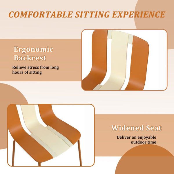 English Elm Summer 5 Piece Round Polypropylene Dining Set Uv Resistant Striped Indoor Outdoor Patio Beige,Tropical Orange,White W3450S00040