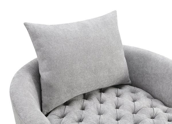 English Elm Transitional Hoople Channel Tufted Swivel Chair with Curved Back and 360° Base Upholstered Accent Piece Light Gray 45 L x 43 W x 26 H B2741P400834