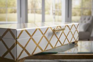 Chelsea House Hinged Hand-Decorated Box With Antique Gold Accents — Elegant Storage For Jewelry, Keepsakes, Console Decor 381858