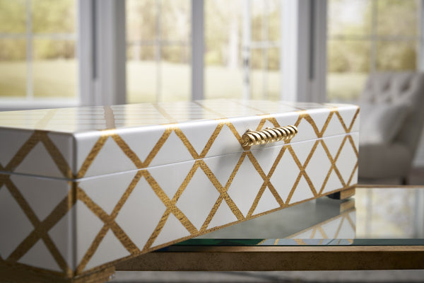 Chelsea House Hinged Hand-Decorated Box With Antique Gold Accents — Elegant Storage For Jewelry, Keepsakes, Console Decor 381858