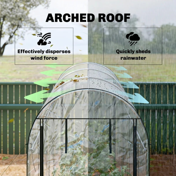 English Elm Hoop Tunnel Walk-in Greenhouse with Galvanized Steel Frame and Uv Cover for Gardens T3971P454902