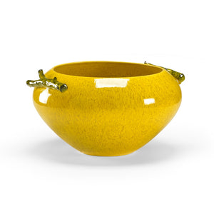 Chelsea House Garden Wool Ceramic Bowl — 19" Round Yellow Glazed Accent For Tabletop, Centerpiece, Indoor Patio Decor 381879