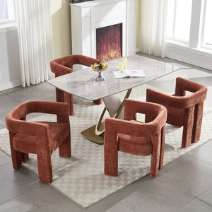 English Elm United We Win Chenille Barrel Accent Armchairs Set of Two for Living Room Dining Orange W1568P389272