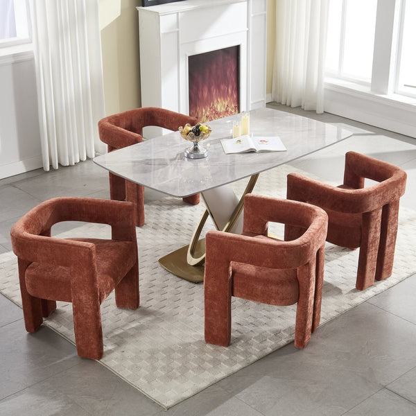 English Elm United We Win Chenille Barrel Accent Armchairs Set of Two for Living Room Dining Orange W1568P389272