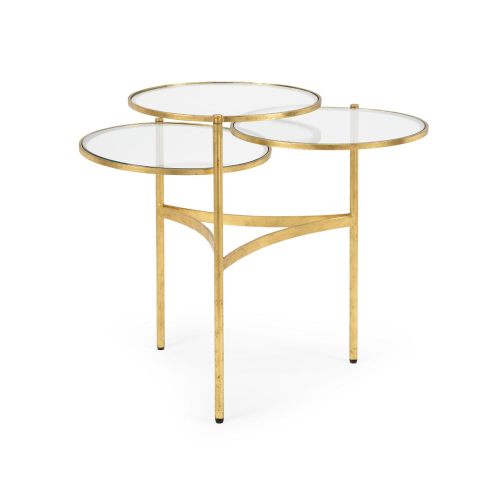 Chelsea House Bristol Extendable Coffee Table Gold Frame With Three Glass Tops — Handmade Luxe Contemporary 50" 381986