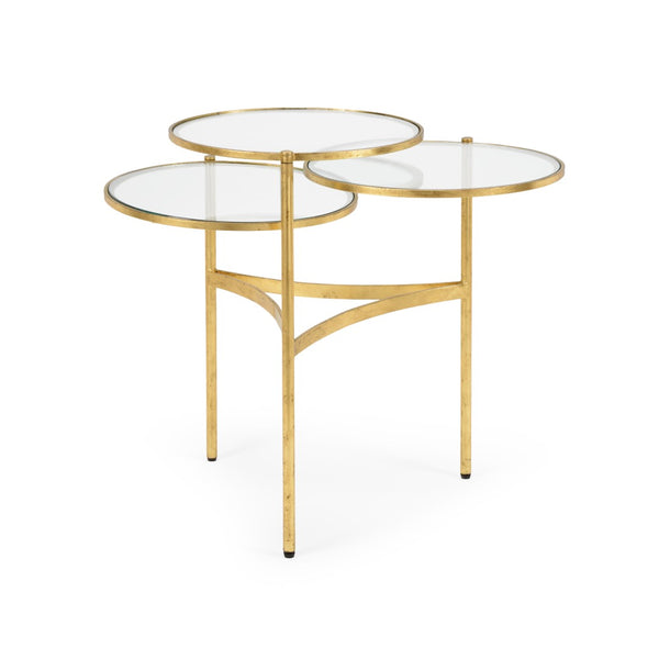 Chelsea House Bristol Extendable Coffee Table Gold Frame With Three Glass Tops — Handmade Luxe Contemporary 50" 381986