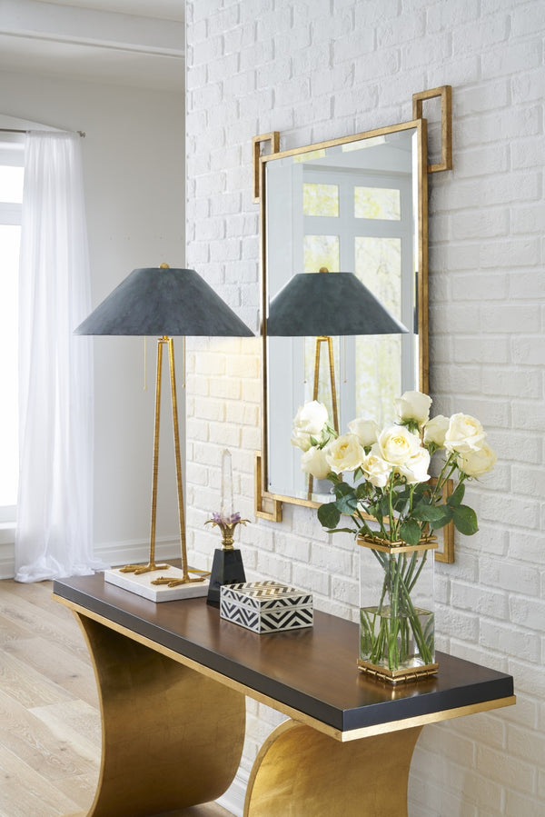 Chelsea House Thames Console Table In Antique Gold Leaf — Hand-Forged Iron Frame, Solid Wood Top, Transitional Elegance 381991