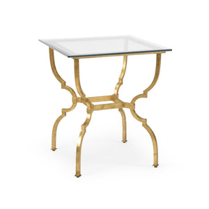 Chelsea House Norwich Antique Gold Side Table With Tempered Glass Top, Handmade Iron Frame, Compact 26"H X22"W 381995
