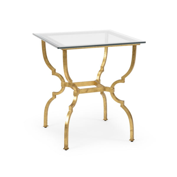 Chelsea House Norwich Antique Gold Side Table With Tempered Glass Top, Handmade Iron Frame, Compact 26"H X22"W 381995