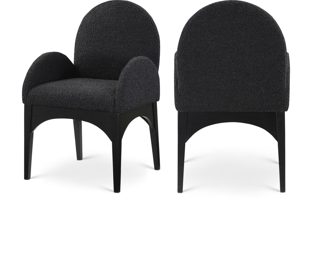 Waldorf Black Boucle Fabric Dining Chair 381Black-AC Meridian Furniture