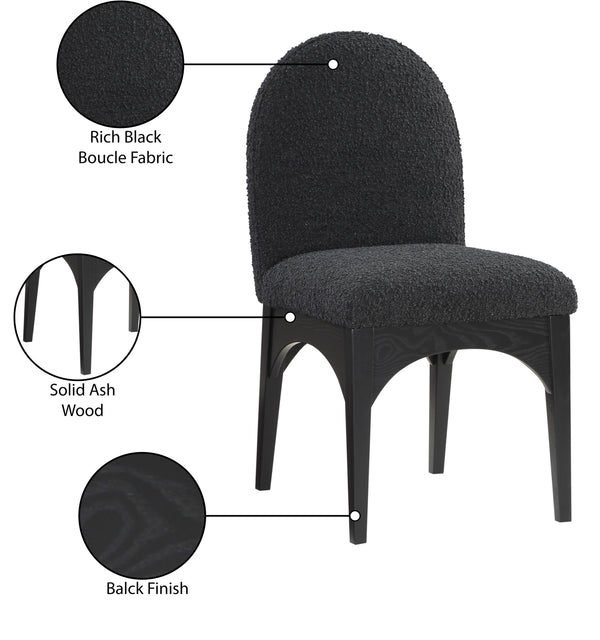Waldorf Black Boucle Fabric Dining Chair 381Black-SC Meridian Furniture