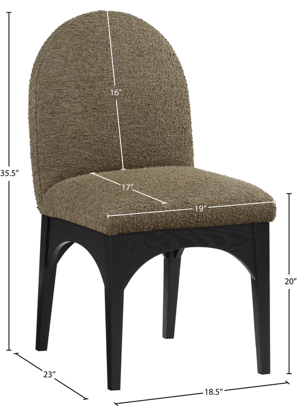 Waldorf Olive Boucle Fabric Dining Chair 381Olive-SC Meridian Furniture