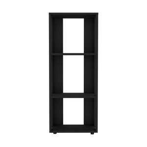 English Elm Wenge Modern Three-Shelf Bookcase in Melamine Finish — Slim Open Storage, Bold Wenge Style, 39.4" H B062P290266