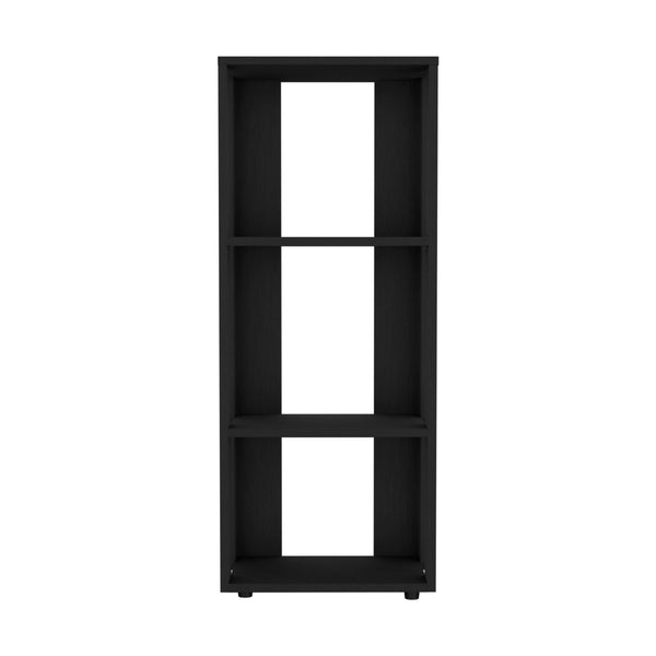 English Elm Wenge Modern Three-Shelf Bookcase in Melamine Finish — Slim Open Storage, Bold Wenge Style, 39.4" H B062P290266