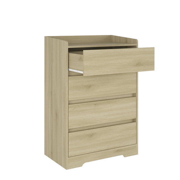English Elm 4 Drawer Dresser Modern Waterproof MDF Chest with 4 Spacious Soft-Close Drawers, Sturdy Frame, Anti-Tip Safe Design W1321P351772