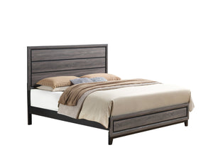 English Elm MIRAGE Grey King Bed with Panel Headboard, Rubberwood Frame, Sturdy Contemporary Design & Tapered Legs B201S00097