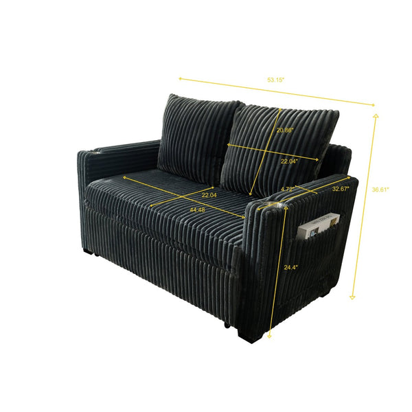 English Elm 53-inch Corduroy Recliner Sofa Bed with Usb Port Five Position Backrest Adjustment W2564P335437