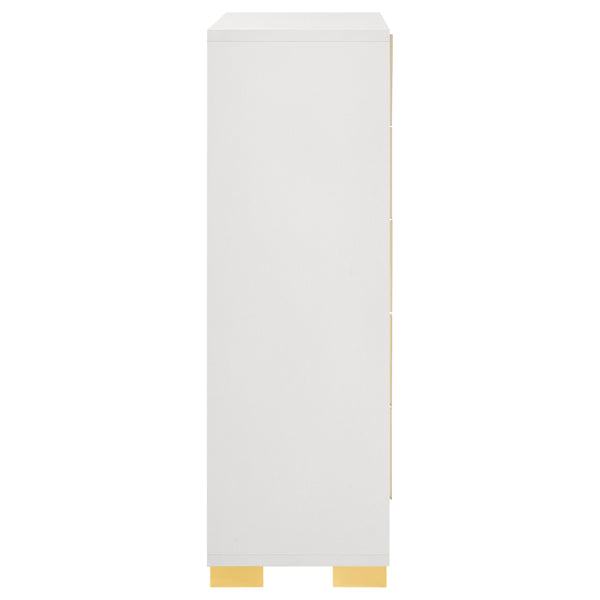 English Elm Medici Elegant 5-Drawer Chest With Modern White Finish & Gold Accents For Stylish Storage Solutions B062P353271