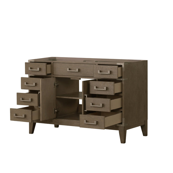 English Elm Grey Oak Single-Sink Bath Vanity: 48" W Modern Design With Ample Storage & Soft-Close Features B2731P259813